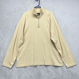 Timberland Mens Classic Tan Cotton Quarter Zip Pullover Fleece Sweatshirt Sz XXL